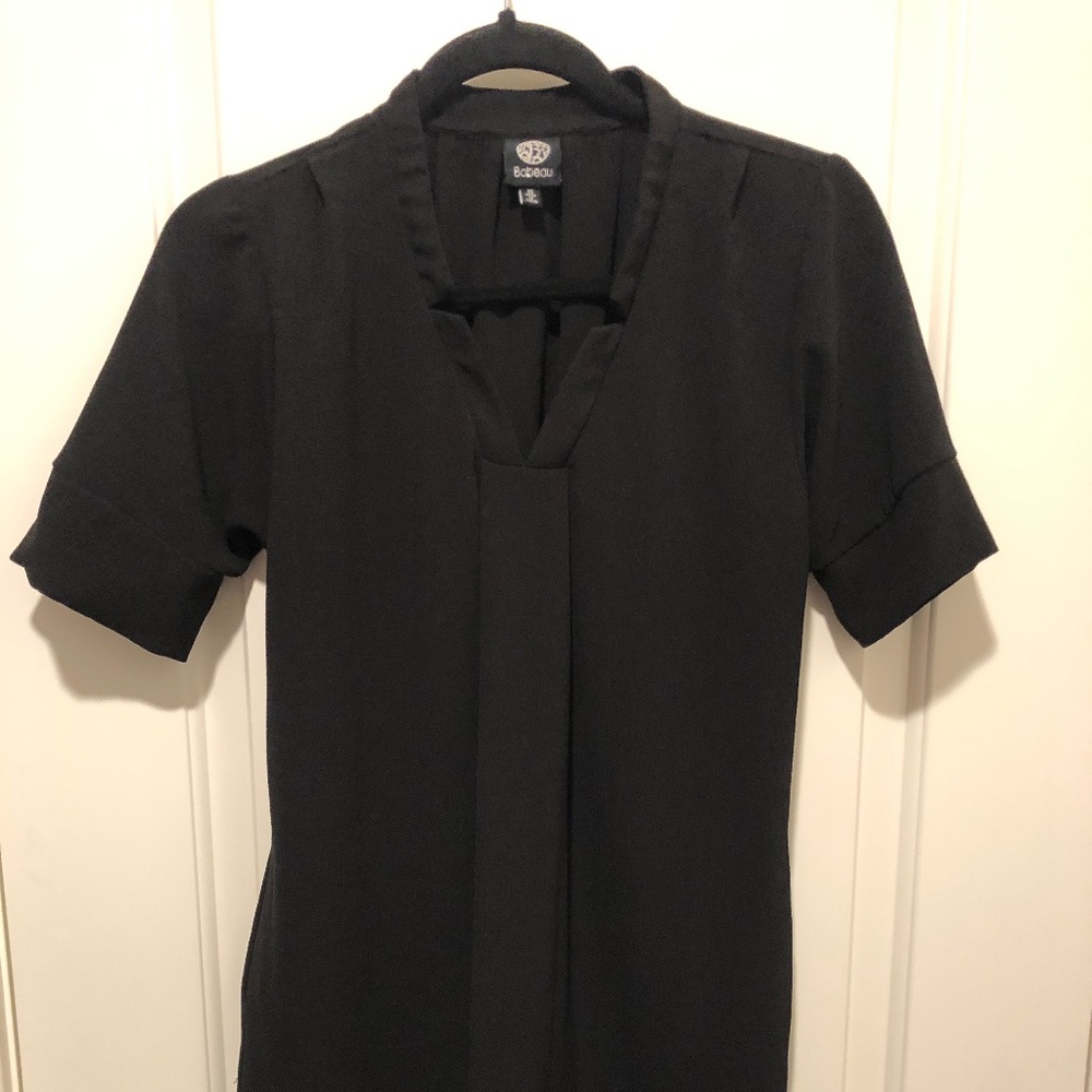 Pleat Front Curved Hem Shirtdress